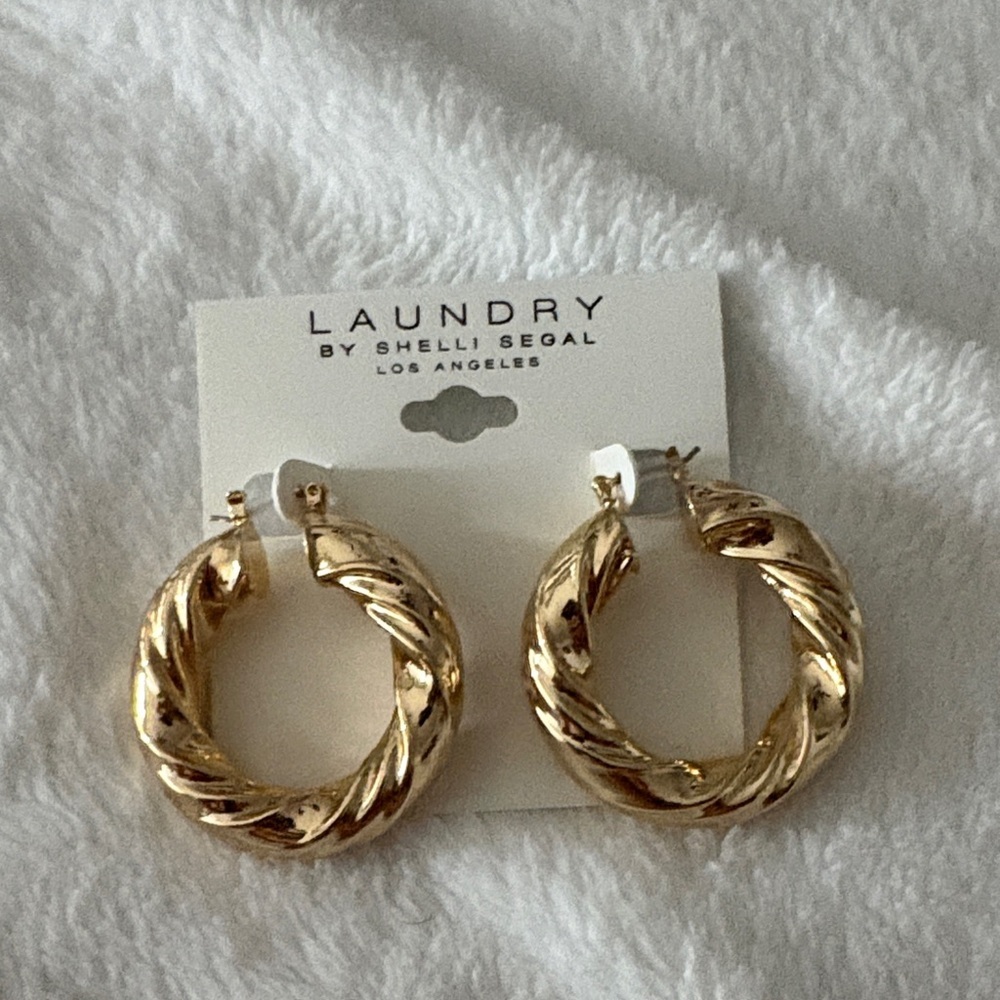 Laundry By Shelli Segal Gold Twisted Hoop Earrings